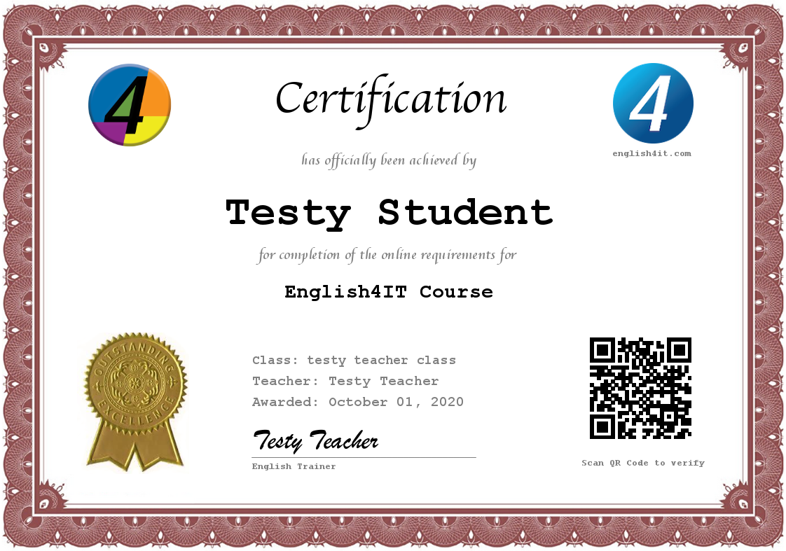 English4Work Certificate